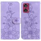 For Motorola Edge 50 Fusion Lily Embossed Leather Phone Case(Purple) - 1