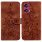 For Motorola Edge 50 Fusion Lily Embossed Leather Phone Case(Brown) - 1