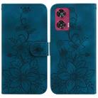 For Motorola Edge 50 Fusion Lily Embossed Leather Phone Case(Dark Blue) - 1