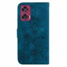 For Motorola Edge 50 Fusion Lily Embossed Leather Phone Case(Dark Blue) - 3