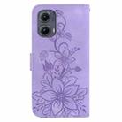 For Motorola Edge 2024 Lily Embossed Leather Phone Case(Purple) - 3