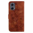 For Motorola Edge 2024 Lily Embossed Leather Phone Case(Brown) - 3