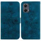 For Motorola Edge 2024 Lily Embossed Leather Phone Case(Dark Blue) - 1