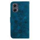 For Motorola Edge 2024 Lily Embossed Leather Phone Case(Dark Blue) - 3