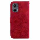 For Motorola Edge 2024 Lily Embossed Leather Phone Case(Red) - 3