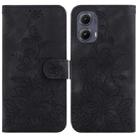 For Motorola Edge 2024 Lily Embossed Leather Phone Case(Black) - 1