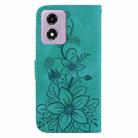 For Motorola Moto G04s / Moto E14 Lily Embossed Leather Phone Case(Green) - 3