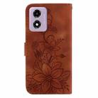 For Motorola Moto G04s / Moto E14 Lily Embossed Leather Phone Case(Brown) - 3