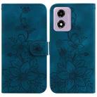 For Motorola Moto G04s / Moto E14 Lily Embossed Leather Phone Case(Dark Blue) - 1