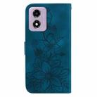 For Motorola Moto G04s / Moto E14 Lily Embossed Leather Phone Case(Dark Blue) - 3