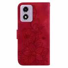 For Motorola Moto G04s / Moto E14 Lily Embossed Leather Phone Case(Red) - 3