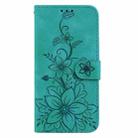 For Motorola Moto G85 Lily Embossed Leather Phone Case(Green) - 2