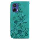 For Motorola Moto G85 Lily Embossed Leather Phone Case(Green) - 3