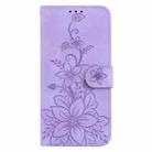For Motorola Moto G85 Lily Embossed Leather Phone Case(Purple) - 2