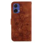 For Motorola Moto G85 Lily Embossed Leather Phone Case(Brown) - 3