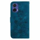 For Motorola Moto G85 Lily Embossed Leather Phone Case(Dark Blue) - 3