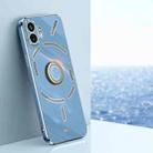 For Nothing Phone 2 XINLI Straight Edge 6D Electroplate TPU Phone Case with Ring Holder(Celestial Blue) - 1