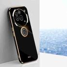 For Nothing Phone 3a Pro XINLI Straight 6D Plating Gold Edge TPU Shockproof Case with Ring Holder(Black) - 1