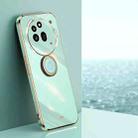 For Nothing Phone 3a Pro XINLI Straight 6D Plating Gold Edge TPU Shockproof Case with Ring Holder(Mint Green) - 1