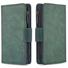 For iPhone SE 2022 / SE 2020 / 8 / 7 Skin Feel Detachable Magnetic Zipper Horizontal Flip PU Leather Case with Multi-Card Slots & Holder & Wallet & Photo Frame & Lanyard(Green) - 1