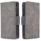 For iPhone 11 Pro Max Skin Feel Detachable Magnetic Zipper Horizontal Flip PU Leather Case with Multi-Card Slots & Holder & Wallet & Photo Frame & Lanyard(Grey) - 1