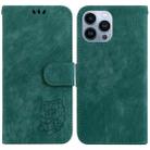 For iPhone 15 Pro Max Little Tiger Embossed Leather Phone Case(Green) - 1