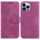 For iPhone 15 Pro Max Little Tiger Embossed Leather Phone Case(Rose Red) - 1