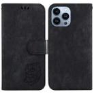 For iPhone 15 Pro Max Little Tiger Embossed Leather Phone Case(Black) - 1