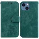 For iPhone 15 Little Tiger Embossed Leather Phone Case(Green) - 1