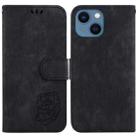 For iPhone 15 Little Tiger Embossed Leather Phone Case(Black) - 1