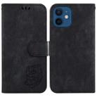 For iPhone 12 / 12 Pro Little Tiger Embossed Leather Phone Case(Black) - 1