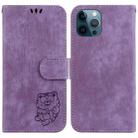 For iPhone 12 Pro Max Little Tiger Embossed Leather Phone Case(Purple) - 1