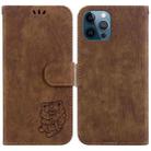 For iPhone 12 Pro Max Little Tiger Embossed Leather Phone Case(Brown) - 1