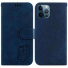 For iPhone 12 Pro Max Little Tiger Embossed Leather Phone Case(Dark Blue) - 1