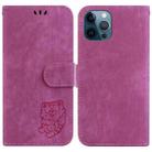 For iPhone 12 Pro Max Little Tiger Embossed Leather Phone Case(Rose Red) - 1