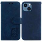 For iPhone 13 mini Little Tiger Embossed Leather Phone Case(Dark Blue) - 1