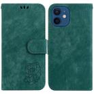 For iPhone 12 mini Little Tiger Embossed Leather Phone Case(Green) - 1