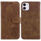 For iPhone 11 Little Tiger Embossed Leather Phone Case(Brown) - 1