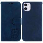 For iPhone 11 Little Tiger Embossed Leather Phone Case(Dark Blue) - 1