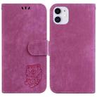 For iPhone 11 Little Tiger Embossed Leather Phone Case(Rose Red) - 1
