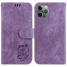 For iPhone 11 Pro Little Tiger Embossed Leather Phone Case(Purple) - 1