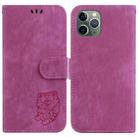 For iPhone 11 Pro Little Tiger Embossed Leather Phone Case(Rose Red) - 1