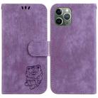 For iPhone 11 Pro Max Little Tiger Embossed Leather Phone Case(Purple) - 1