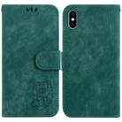 For iPhone X / XS Little Tiger Embossed Leather Phone Case(Green) - 1