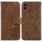 For iPhone X / XS Little Tiger Embossed Leather Phone Case(Brown) - 1