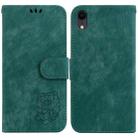 For iPhone XR Little Tiger Embossed Leather Phone Case(Green) - 1