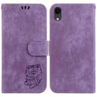 For iPhone XR Little Tiger Embossed Leather Phone Case(Purple) - 1