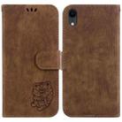 For iPhone XR Little Tiger Embossed Leather Phone Case(Brown) - 1