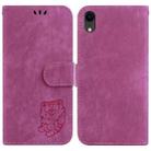For iPhone XR Little Tiger Embossed Leather Phone Case(Rose Red) - 1