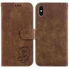 For iPhone XS Max Little Tiger Embossed Leather Phone Case(Brown) - 1